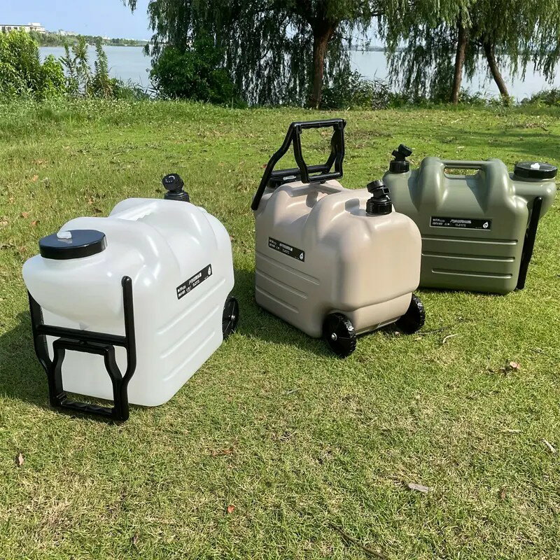 28L ポータブル 水容器 車輪付き 大容量 耐久性 PE スクエア タンク キャンプ 用 ピクニック ハイキング