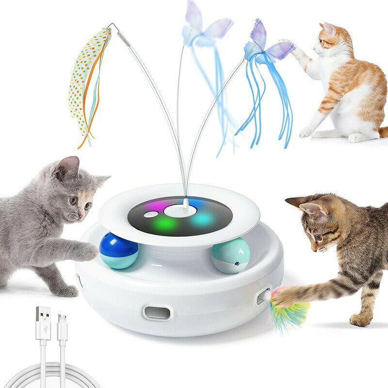 【2in1電動猫おもちゃ・狩猟本能を刺激!】猫じゃらし&回転ボールが1つになった革新的な猫おもちゃ!予測不能な猫じゃらしの動きが猫の狩猟本能を刺激し、回転ボールは軽く触れるだけでくるくる回り、猫ちゃんの好奇心を引き出します。【運動不足&ストレス解消に最適】室内猫の運動不足&ストレス解消にピッタリ!LEDライト付きで猫ちゃんの興味を引き、静音設計なので怖がる心配もなし。長時間遊んでも飽きない、夢中になれるおもちゃです。【3段階スピード調整&スマートモード】高速/中速/ミックスの3モードで調整OK!猫ちゃんの年齢や性格に合わせて選べます。スマートモード搭載で、夜になると自動で電源オフ。快適な睡眠をサポートしつつ、電池の消耗も防ぎます。【電池&USB給電の2WAY対応】単3電池×4本(別売)でコードレス使用OK!USB給電で充電しながら遊べる!電池が切れても回転ボールとして遊べるので、いつでも楽しい!【お留守番中も寂しくない!】4時間ごとに10分間自動で動くスマート機能付き。一人遊びができるから、忙しい飼い主さんも安心!電動猫おもちゃ 2in1一体型 自動で 猫用品 おもちゃ 猫じゃらし 新作