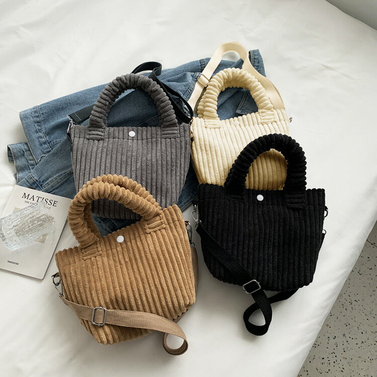 Rakuten - ミニバッグ 全10色 コーデュロイ 2way 小さめ もこもこ 取手付き ショルダーバッグ トートバッグ かわいい スモール カジュアル 黒 軽量 ファーバッグ スマホ 携帯バッグ シンプル