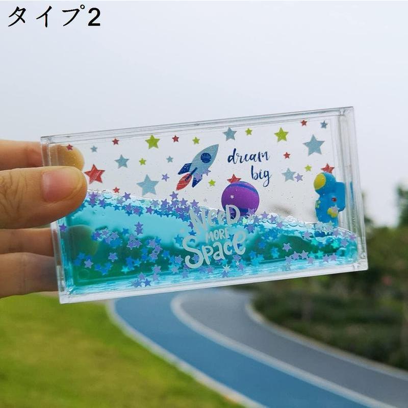 exitの水時計 オイルタイマー カワイイ 宇宙飛行士柄 砂時計 癒し 油滴 液体タイマー オイルモーション アクリル 時計 水 装飾 カラフル 置物 卓上 F クリエイティブ置物 癒しグッズ 装飾品｜アングル3