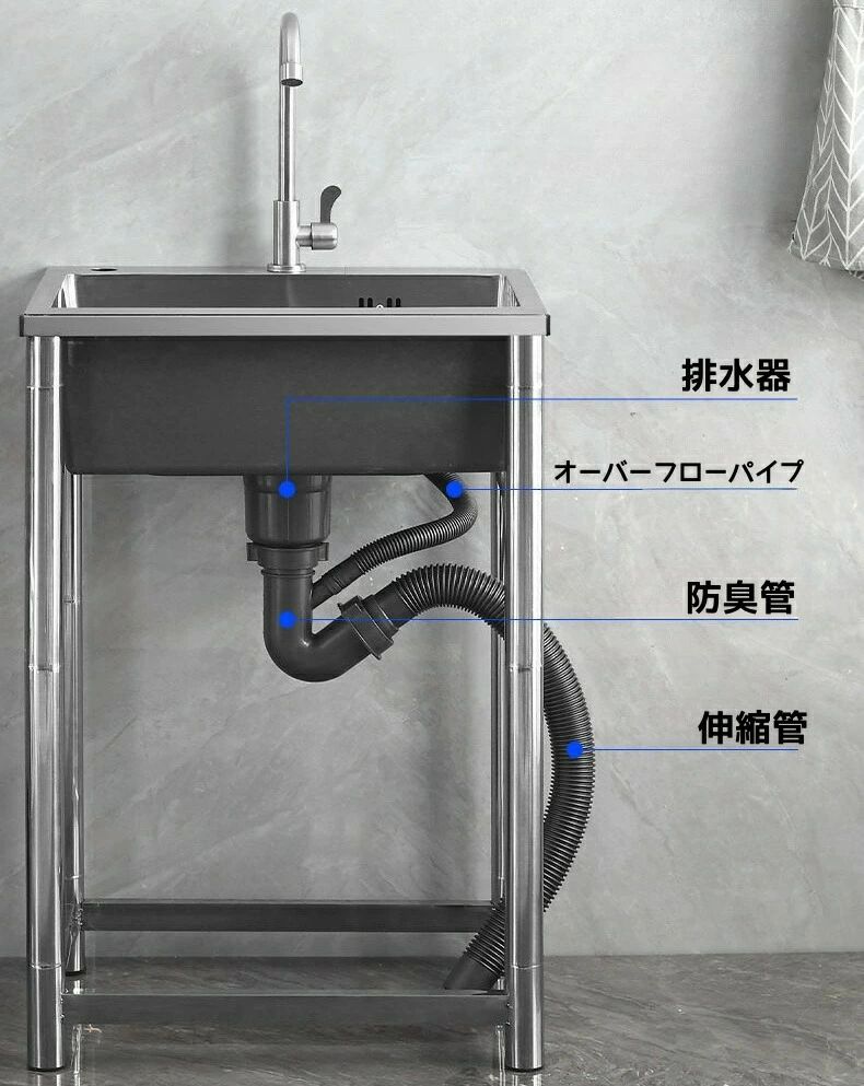 exitの流し台 ガーデンシンク ステンレス製 蛇口水栓付き コンパクト 屋外BBQ アウトドア キッチン 台所 栓 屋外 掃除 簡易 シンク タオル掛け ホース 蛇口付 調理台 おしゃれ 簡単 業務用｜アングル3