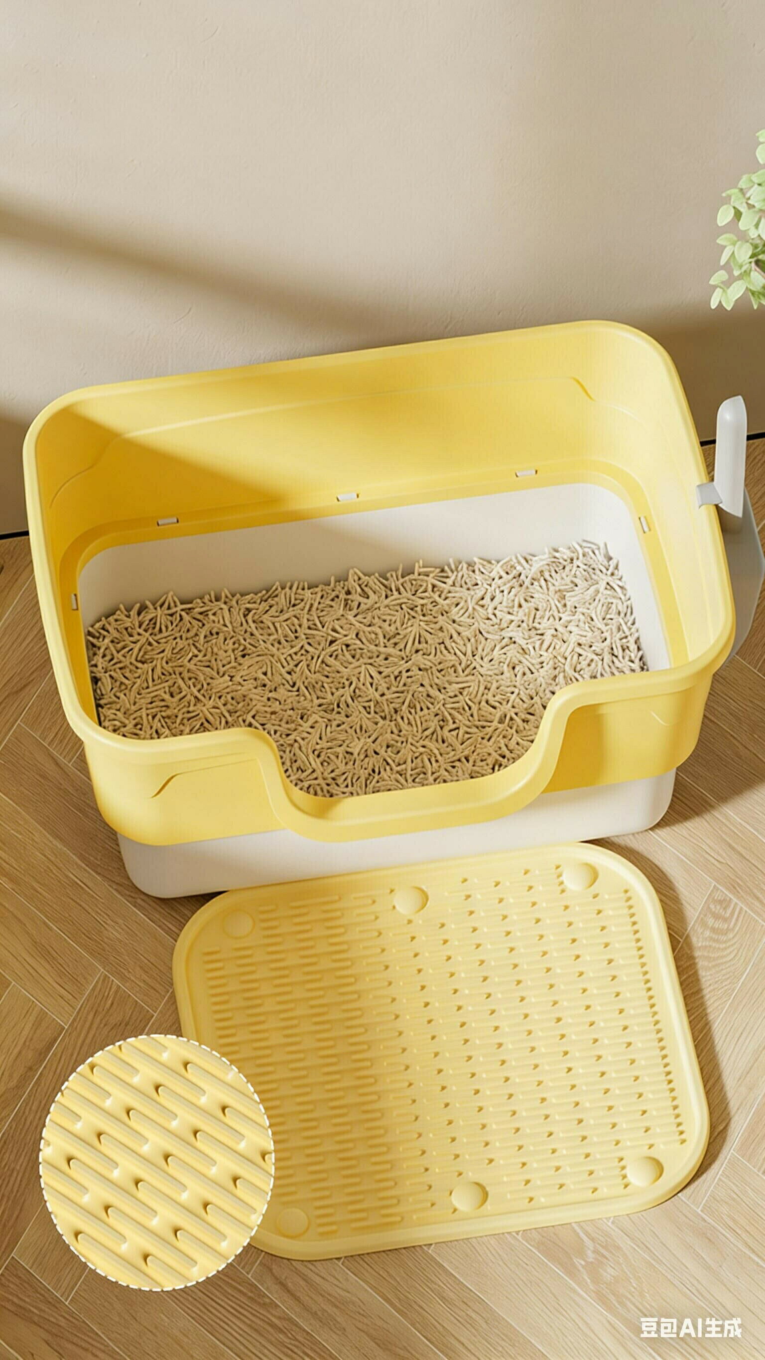 exitのペット用猫 トイレ 猫トイレ 砂 飛び散り防止 飛び散りにくい バー スコップ付き 配合 本体 シンプル コンパクト 小さめ お手入れ簡単 掃除しやすい 清潔 ネコ おしゃれ 丸洗い｜アングル2