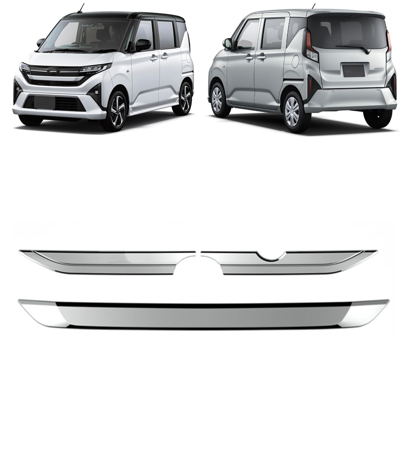 Rakuten - フロントグリルガーニッシュ+テールゲートトリム For MOVE 専用設計 フロントグリルトリム&リアエンブレムガーニッシュ 外装 アクセサリ