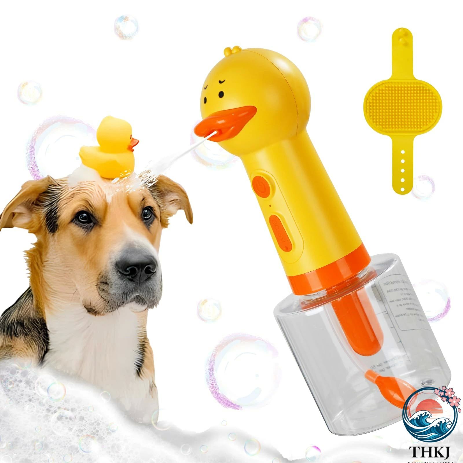 犬 シャンプー 泡立て器 ペット用 ソープディスペンサー 犬 猫 お風呂用品 バス シャワー シャンプー節約 400mlボトル 割合の目盛り付き Type-C充電式 IPX7防水 低騒音 日本語説明書付き ペットバスブラシ付き