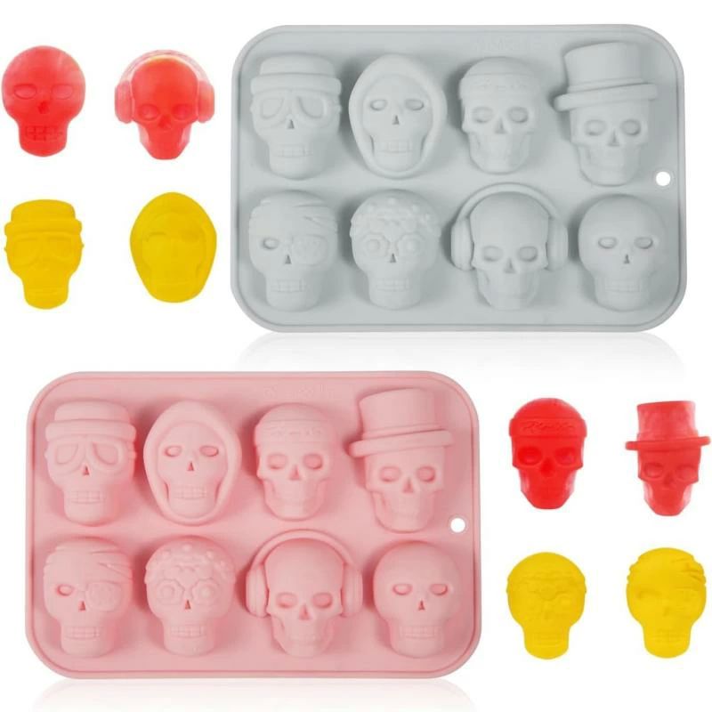 Rakuten - 製菓型 8個取 スカル ドクロ シリコンモールド ハロウィン チョコレート キャンディ 焼き菓子 フォンダン型 多種デザイン 不規則な形状