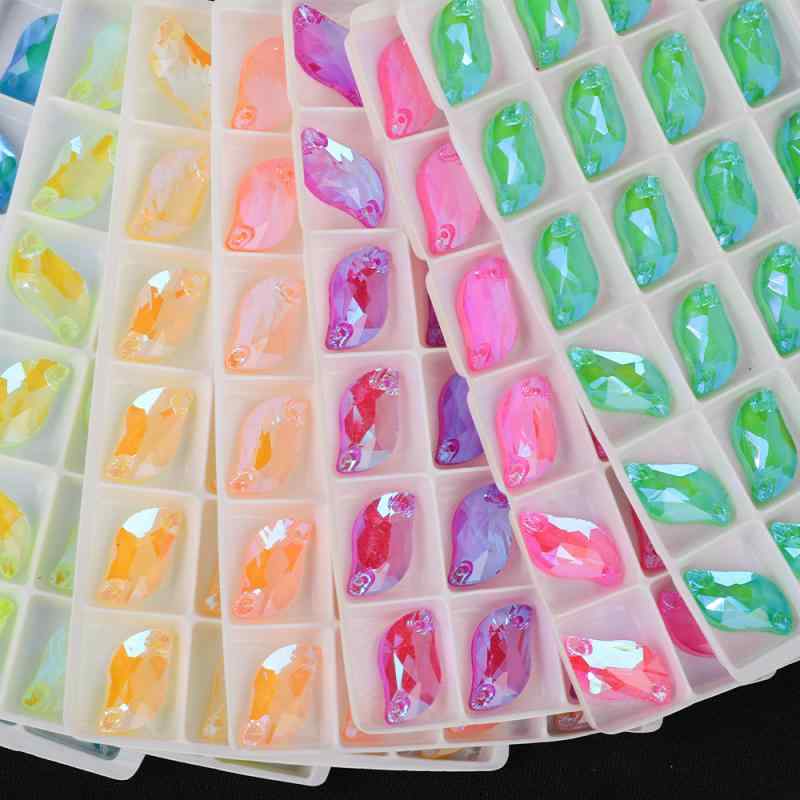 手芸材料 蛍光 ガラス 変形 S字型 2穴 平底 縫い付けラインストーン DIY ハンドメイド アクセサリー作成 デコレーション ビジュー ストーン キラキラ カラフル 電気メッキ加工 副資材