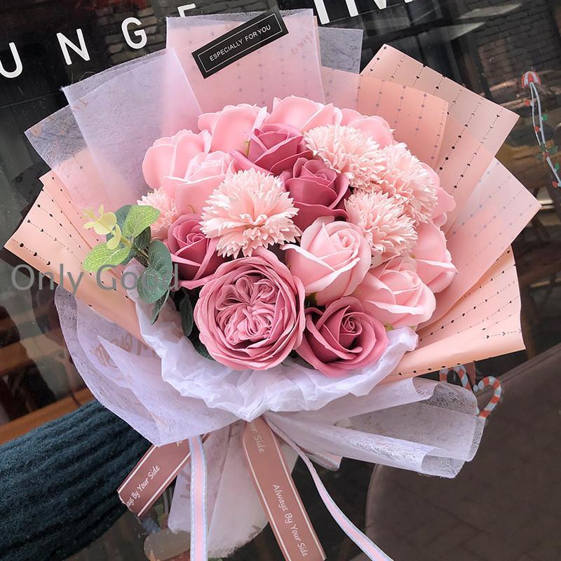 Other - プリザーブドフラワーソープフラワー花束 フラワーボックス母の日 バレンタインデー ホワイトデー バラ 造花 石鹸花 枯れない花 結婚祝い アレンジメント
