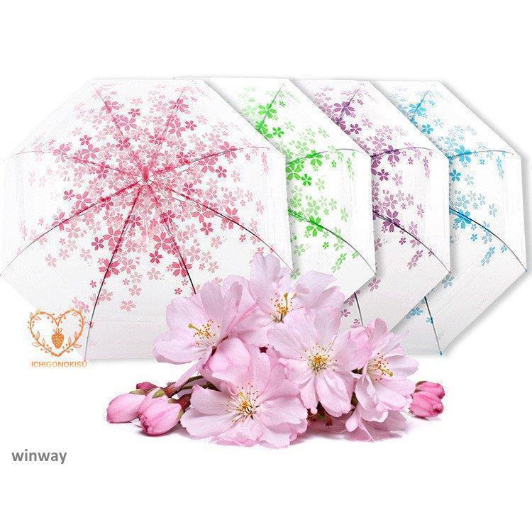 傘 長傘 ビニール傘 雨傘 透明傘 桜柄 ワンタッチ かわいい おしゃれ 軽量 丈夫 キッズ 子供用 傘