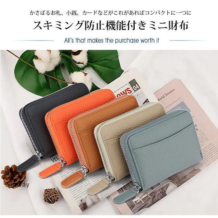 C, D, T, R, W - ミニ財布 本革 コインケース 小銭入れ 財布 スキミング防止 RFID 磁気 レディース メンズ じゃばら クレジットカード 牛革 磁気防止