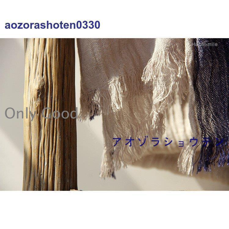 マフラー レディース メンズ 配色 切り替え スカーフ ストール 綿麻 ショール 秋 冬 春 ストライプ 肌触り良い 3