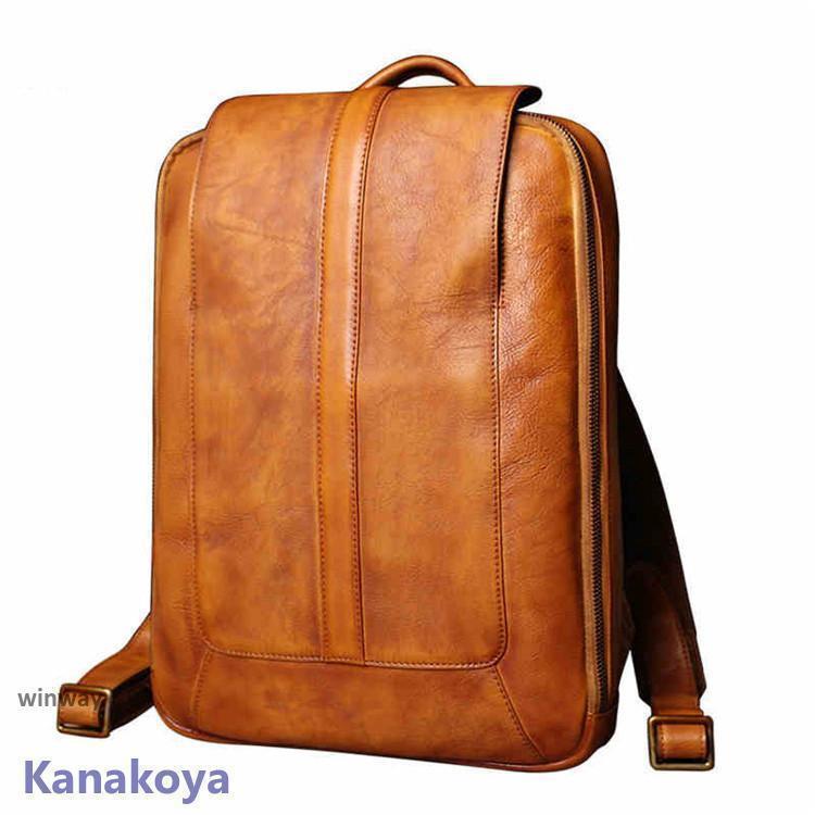 Rakuten - リュック　メンズ　リュックサック 本革　牛革　デイパック　ビジネス　バックパック　レザー　通勤通学　旅行　出張　自転車鞄　カバン　男女兼用