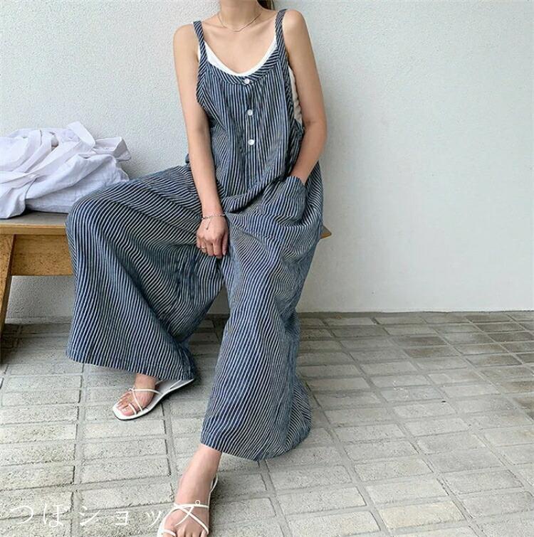 サロペット パンツ サロペット オールインワン レディース サロペットパンツ パンツドレス オーバーオール ワイドパンツ ガウチョパン..