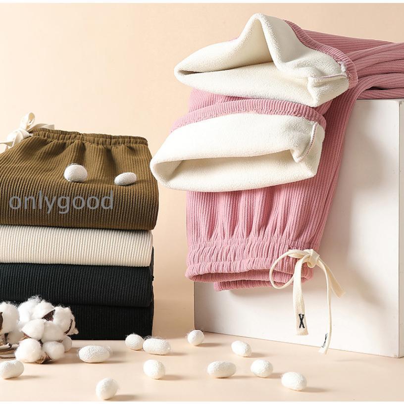 乐天商城 - コーディロイパンツ ロング丈 フルレングス 冬 レディース 丈 ハイウェスト ウェストゴム ポケット付き おしゃれ ゆったり 着痩せ 秋