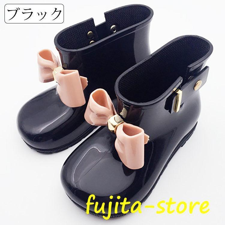 レインブーツ キッズ 子供用 女の子 蝶結び ショート レインシューズ 長靴 雨靴 完全防水 防滑 キッズ長靴 通園 通学 おしゃれ かわいい 雨 防水 軽量 梅雨對策
