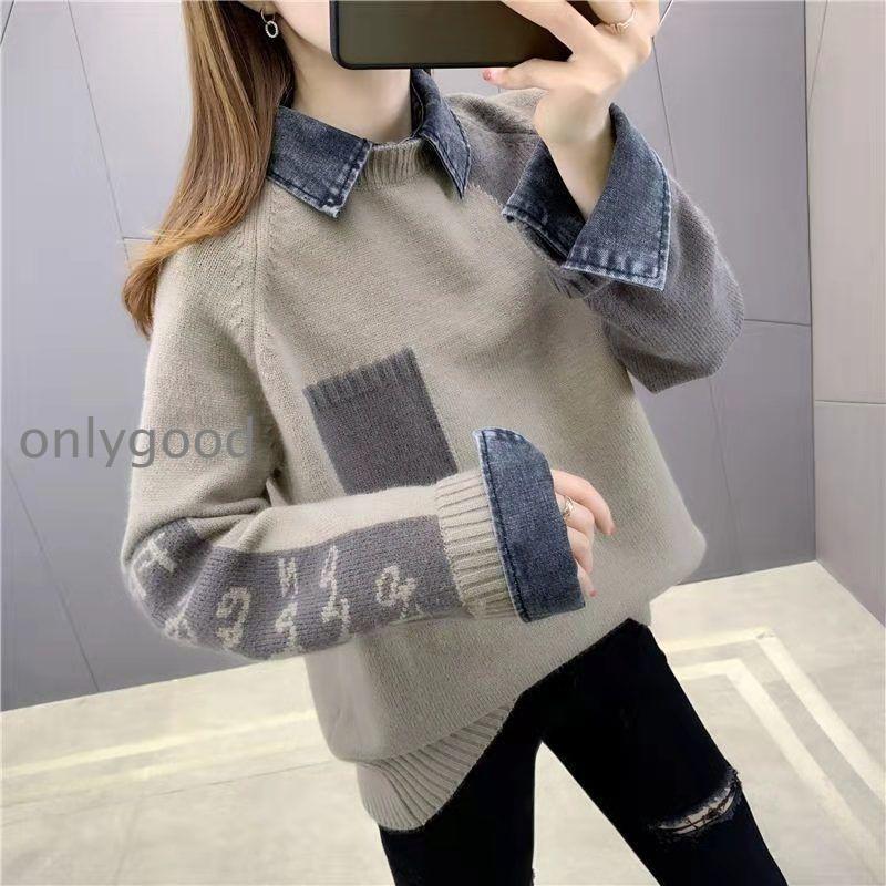 Rakuten - セーター フェイクレイヤード レディース ニットセーター 長袖トップス レディース プルオーバー サマーニット 大きいサイズ 体型カバー 秋 冬 通勤 通学 30代