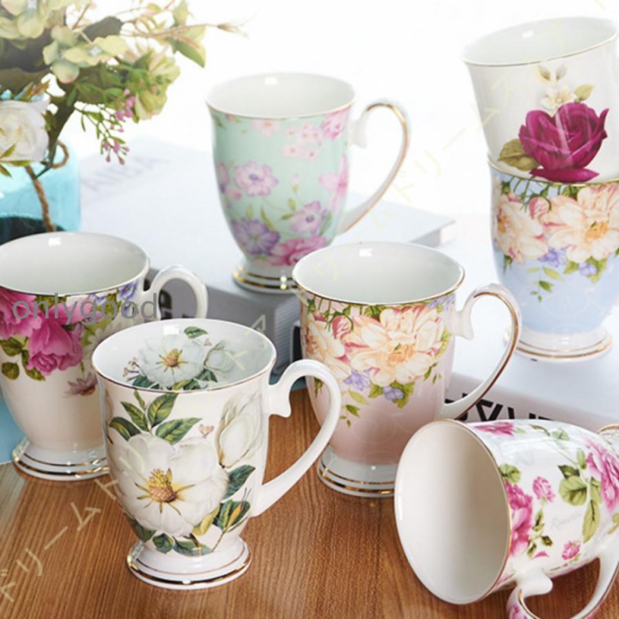 Stylish Nordic-style coffee mug, large mug, simple and cute, large capacity, floral pattern, ceramic, perfect for a new life, kitchen, 400ml, birthday gift, coffee gift, present.