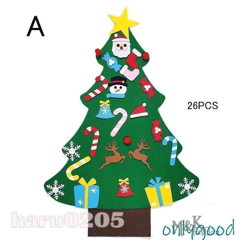クリスマス飾り フェルト クリスマスツリー DIY クリスマス用 オーナメント DIY 95cm 布製フェルト 装飾 キッズ おもちゃ 壁掛け タペストリー 子供 プレゼント [2]