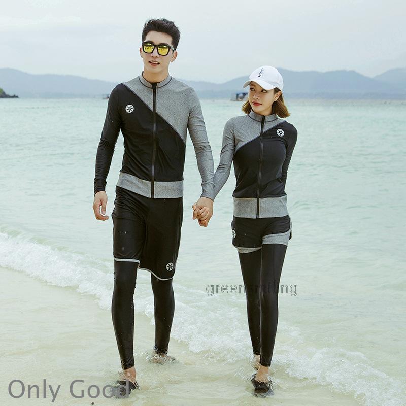 乐天商城 - レディース メンズ 水着セット カップル水着 日焼け防止 長袖 ラッシュガード 長ズボン ダイビング カップルコーデ 速乾性 サーフィン ダイビング 海 プール 黒