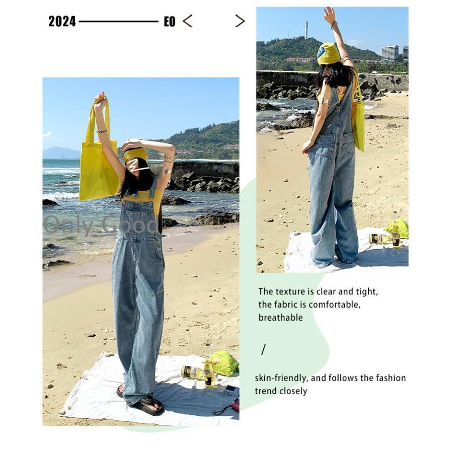 デニムオーバーオール レディース サロペット 大きいサイズ オールインワン ワイドパンツ デイリー マキシ丈 ゆったり ファッション