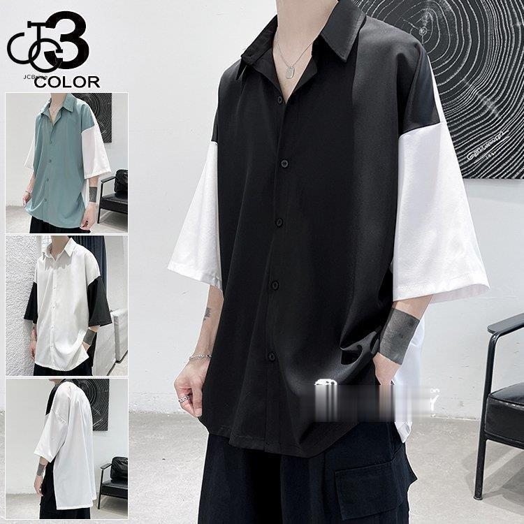 半袖シャツ メンズ ボタンダウンシャツ ストライプ シャツゆったり 配いろシャツ 半袖 メンズシャツ 春 夏 カジュアルシャツ