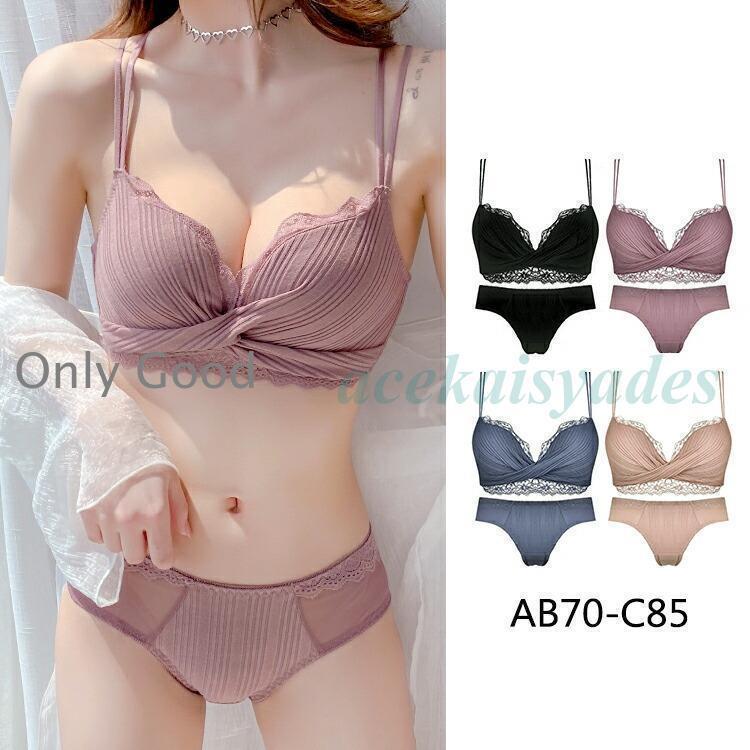 レディース ブラジャー ショーツ セット レース ダブルストラップ ランジェリー シースルー しっかり生..