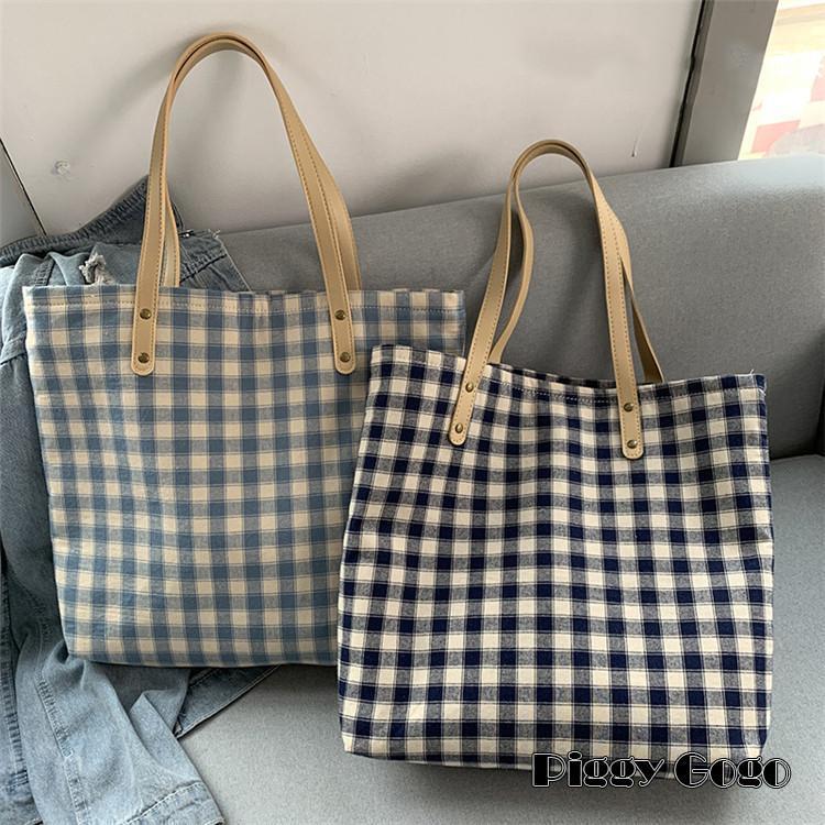 其它 - トートバッグ レディース エコバッグ レジ袋 トートバッグ 帆布 大容量 チェック柄 キャンバス ユニセックス 男女兼用バッグ