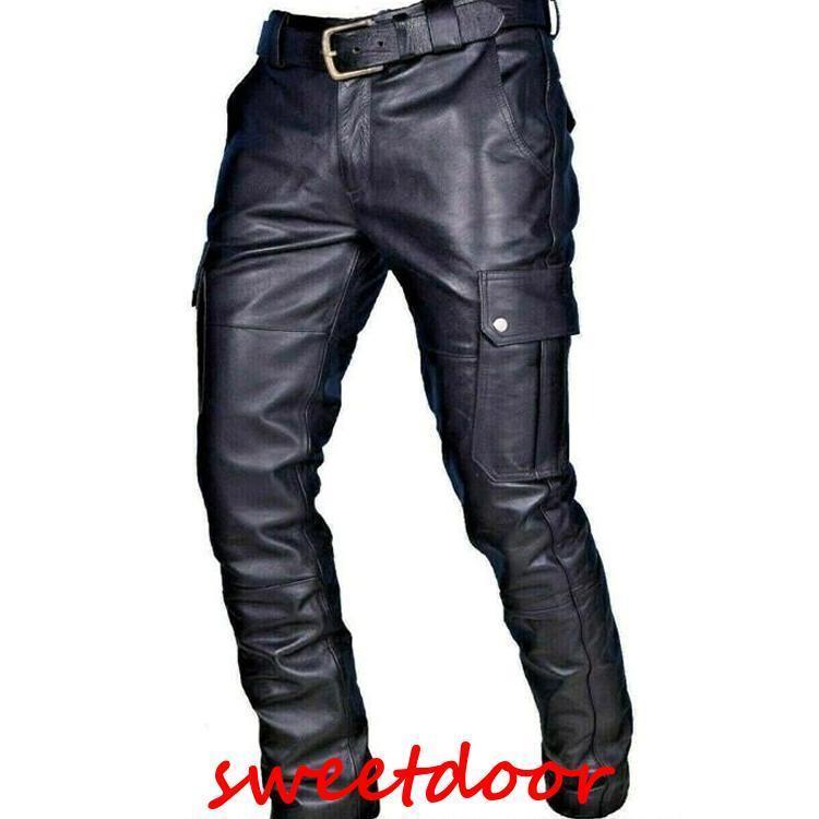 メンズ革パン　春秋冬　レザーパンツ　防風防寒 バイクパンツ　ロングパンツ　スリム　スキニー モータ..