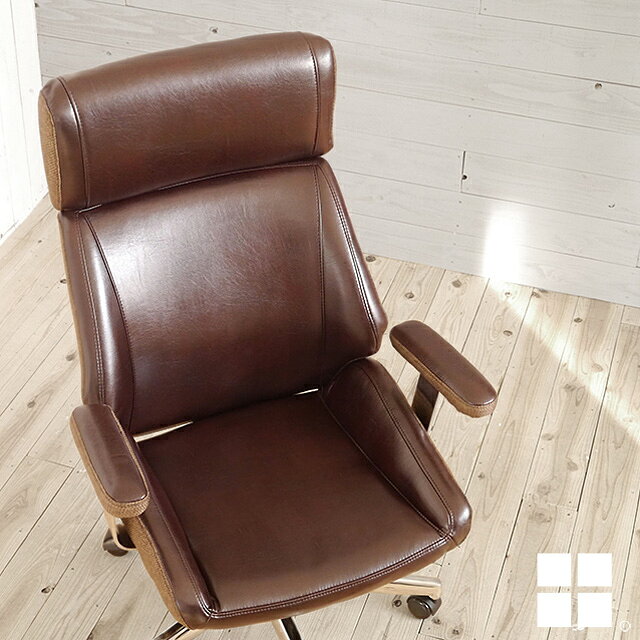 【送料無料】WP CHAIR ウィップチェア ハイバック ガス圧チェア デスクチェア オフィスチェア ファブリック 布 合成皮革 レザー ブラウン 茶色 ツートン [2]