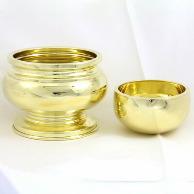 K18 おりん・香呂セット 仏具 仏鈴 線香立て 香炉 浩光作 18金 計約598.0g おりん約192g 線香立て約406g 黄金展 2寸 鈴 りん 鐘 ちー...