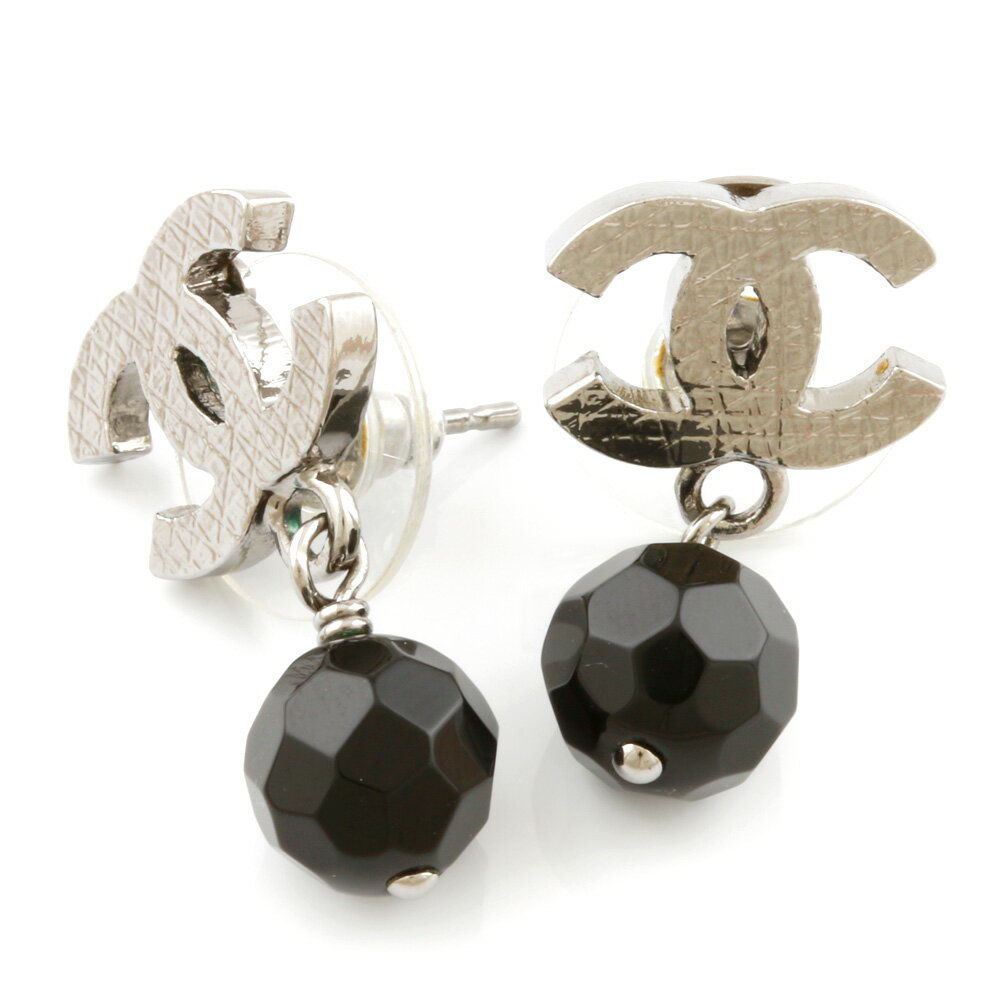 【送料無料】【中古】 CHANEL シャネル ピアス ココマーク シルバー ブラック レディース おしゃれ かわいい おすすめ ギフト プレゼント メタル