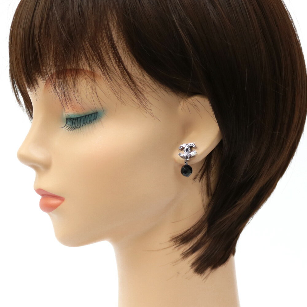 【送料無料】【中古】 CHANEL シャネル ピアス ココマーク シルバー ブラック レディース おしゃれ かわいい おすすめ ギフト プレゼント メタル