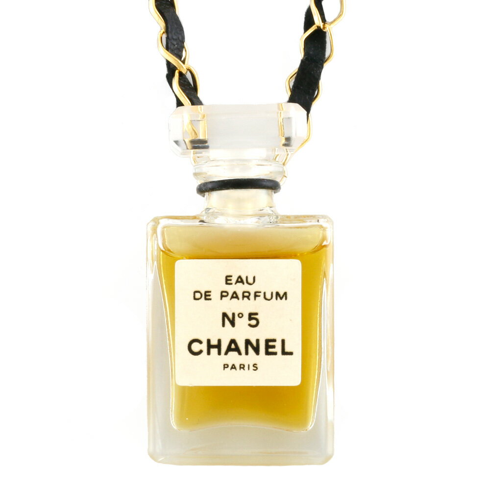 【送料無料】【中古】 CHANEL シャネル ネックレス 香水 フレグランス ミニボトル ロング パフューム ナンバー5 NO.5 ゴールド ブラック レディース おしゃれ かわいい おすすめ ギフト プレゼント メタル レザー【BJ】