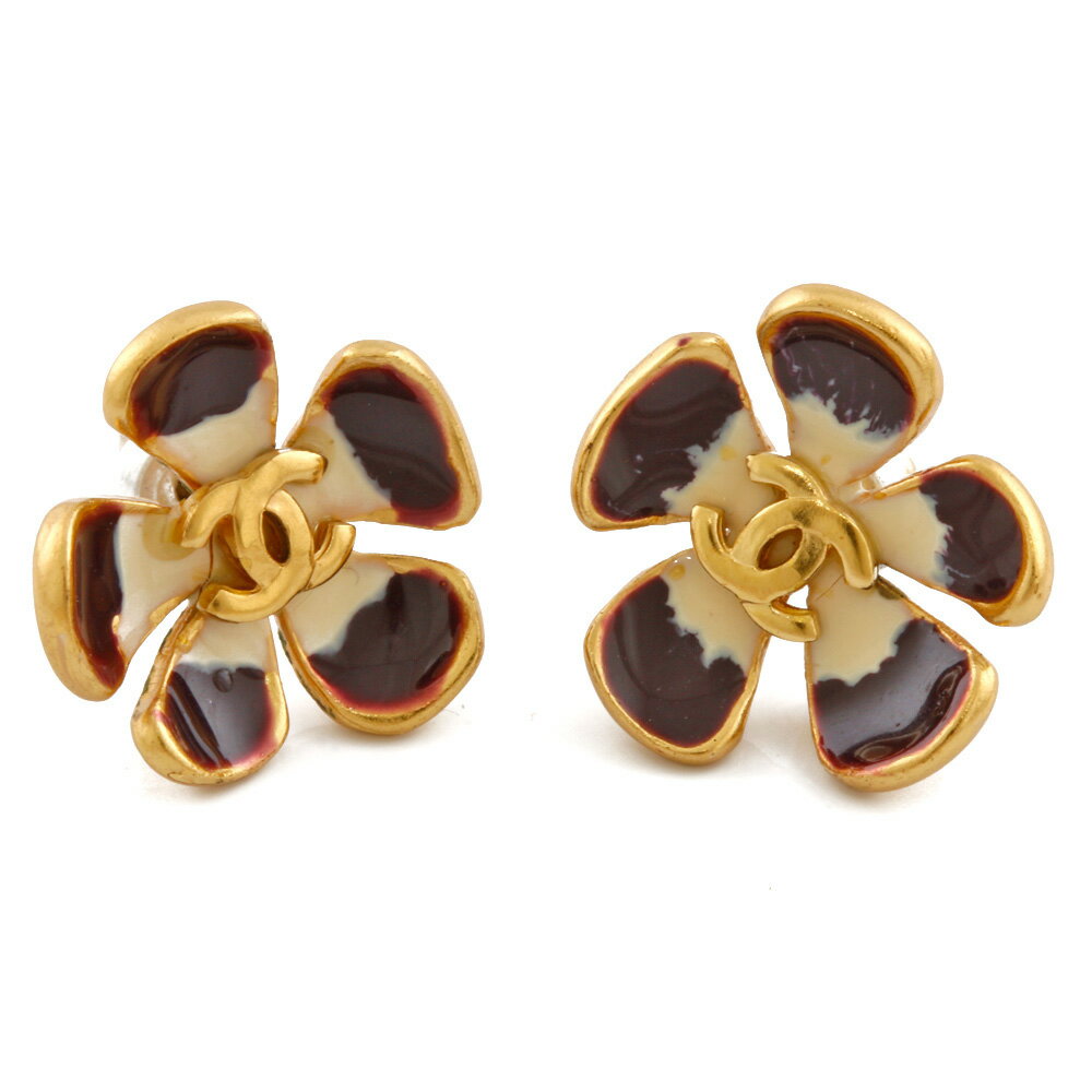 【送料無料】【中古】 CHANEL シャネル ピアス ココマーク フラワー 花 ゴールド レディース おしゃれ かわいい おすすめ ギフト プレゼント メタル【BJ】