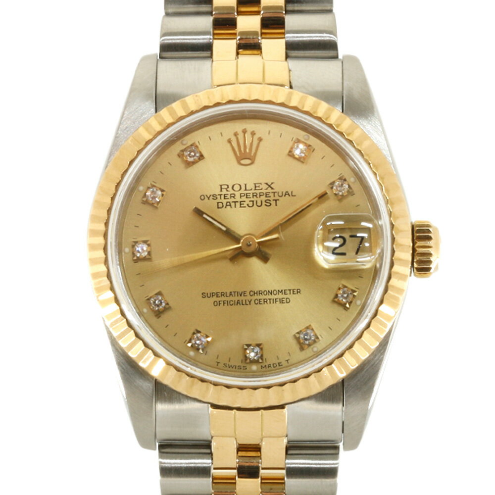 【送料無料】【中古】 ROLEX ロレックス SS K18YG 腕時計 オイスターパーペチュアル 98番 1987年式 10Pダイヤ デイトジャスト 68273G シルバー ゴールド レディース メンズ おしゃれ おすすめ ギフト プレゼント ステンレススチール K18イエローゴールド【SH】【BIM】