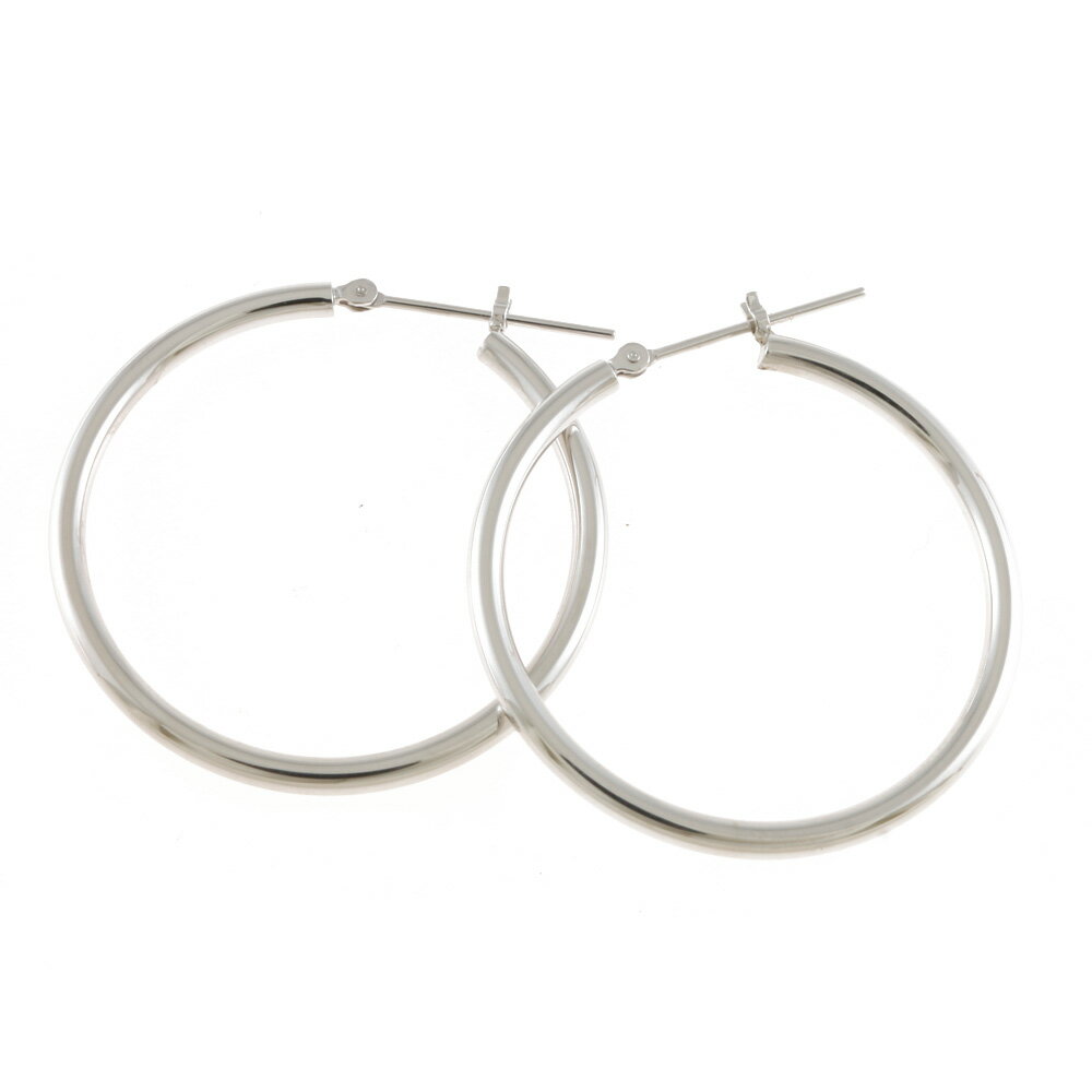 K14WG ピアス 2×30 フープ パイプ シルバー レディース おしゃれ かわいい おすすめ ギフト プレゼント 14金 K14ホワイトゴールド 送料無料 ...