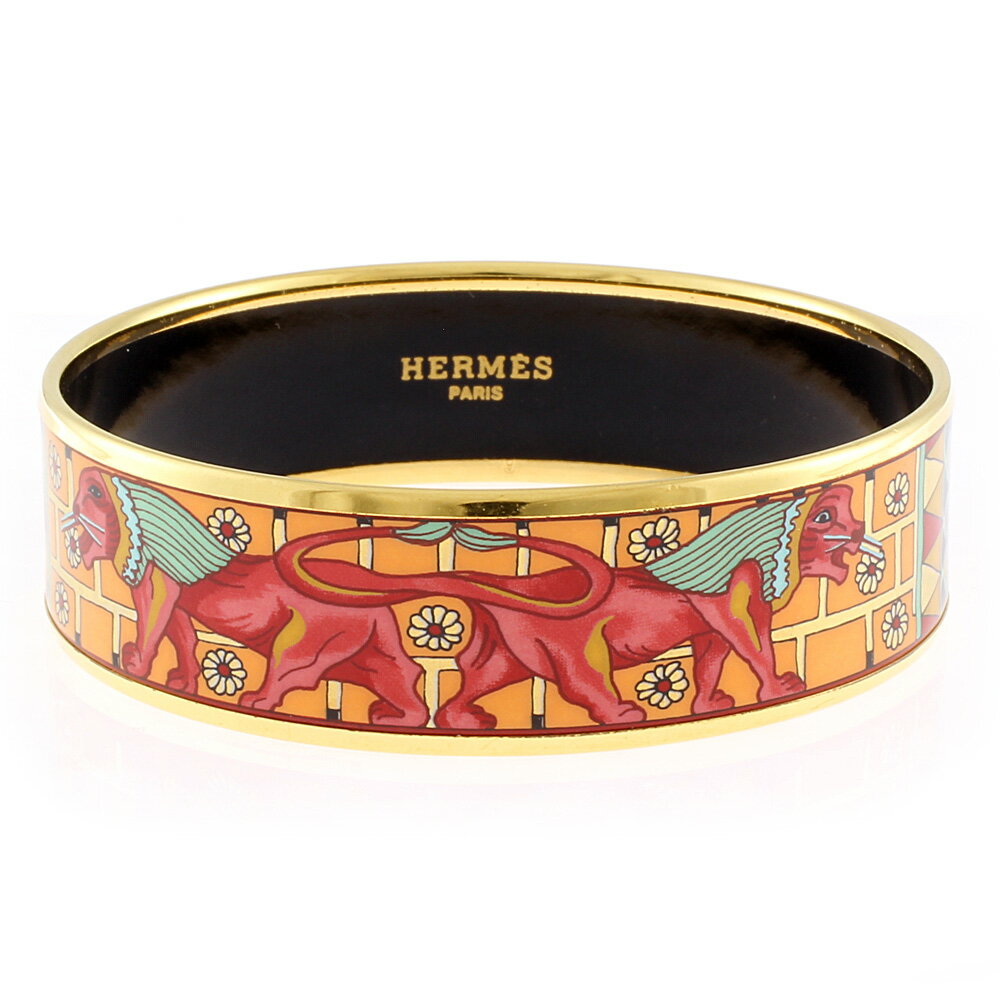 【送料無料】【中古】 HERMES エルメス バングル エマイユGM 七宝焼き エナメルブレスレット ライオン ゴールド オレンジ レディース おしゃれ かわいい おすすめ ギフト プレゼント メタル【BJ】【BIM】 アクセサリー アクセのサムネイル