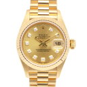 【送料無料】【中古】 ROLEX ロレックス K18YG 腕時計 オイスターパーペチュアル W番 1994〜1995年式 10Pダイヤ デイトジャスト 69178G ゴールド レディース おしゃれ かわいい おすすめ ギフト プレゼント 18金 K18イエローゴールド【SH】【BIM】