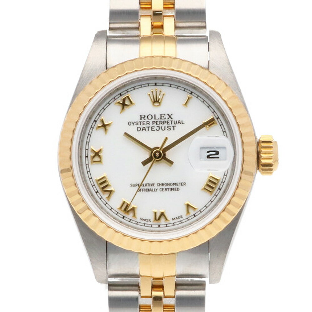 【限界値下げ祭】 ROLEX ロレックス SS K18YG 腕時計 時計 オイスターパーペチュアル U番 1997年式 ローマ数字 デイトジャスト 69173 シルバー ゴールド レディース かわいい ステンレススチール K18イエローゴールドBIM送料無料 中古