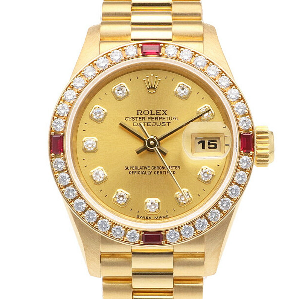 ロレックス ROLEX デイトジャスト オイスターパーペチュアル 腕時計 18金 K18イエローゴールド 69068 レディース 中古