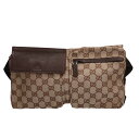 グッチ GUCCI ボディバッグ GG ウエストバッグ GGキャンバス ブラウン レディース 中古