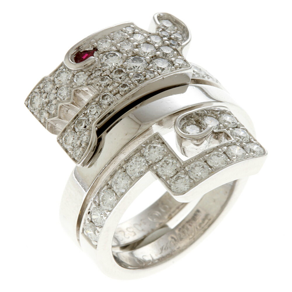 カルティエ CARTIER ル ベゼデュ ドラゴン リング 指輪 8.5号 18金 K18ホワイトゴールド ルビー ユニセックス デザインリング ルビー ダイヤ...