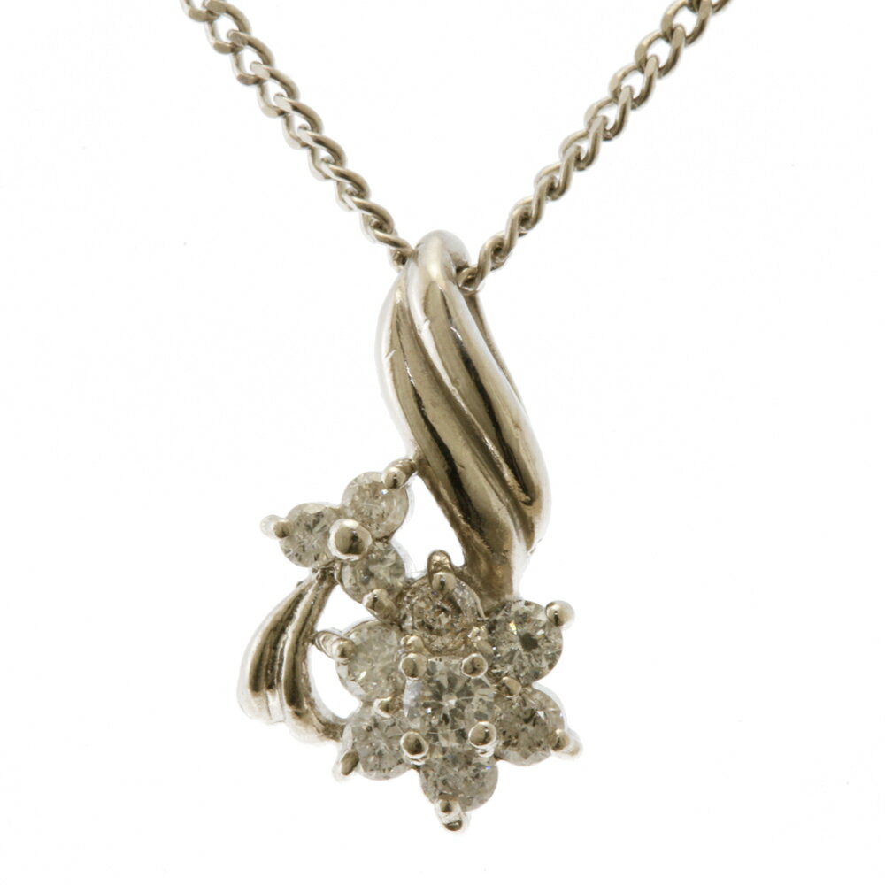 ネックレス 花 フラワー Pt850 Pt900 プラチナ ダイヤモンド 0.20ct レディース 中古