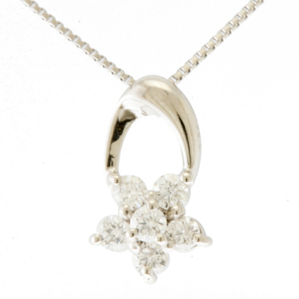 乐天商城 - ネックレス 花 フラワー 鑑別カード Pt850 Pt900 プラチナ ダイヤモンド 0.20ct レディース 中古