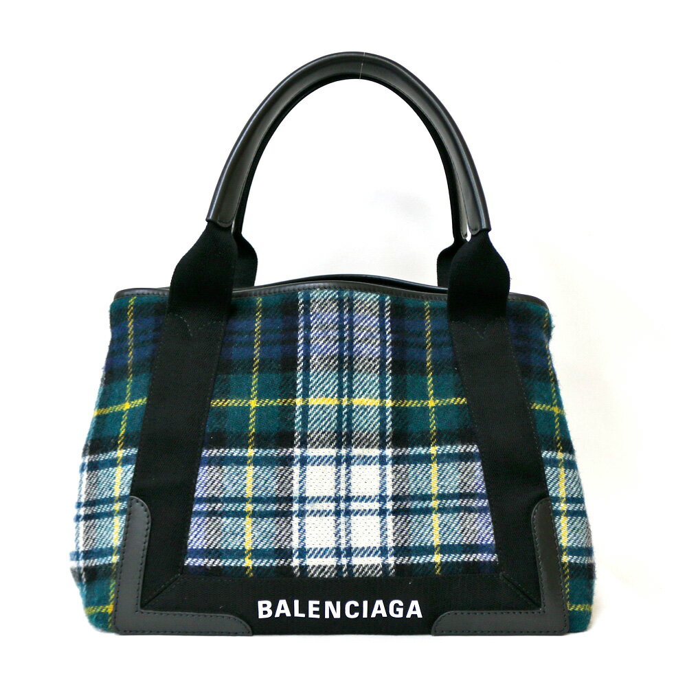 【限界値下げ祭42-OF】 バレンシアガ ネイビーカバ ハンドバッグ ウール グリーン レディース BALENCIAGA 中古 バレンシアガ