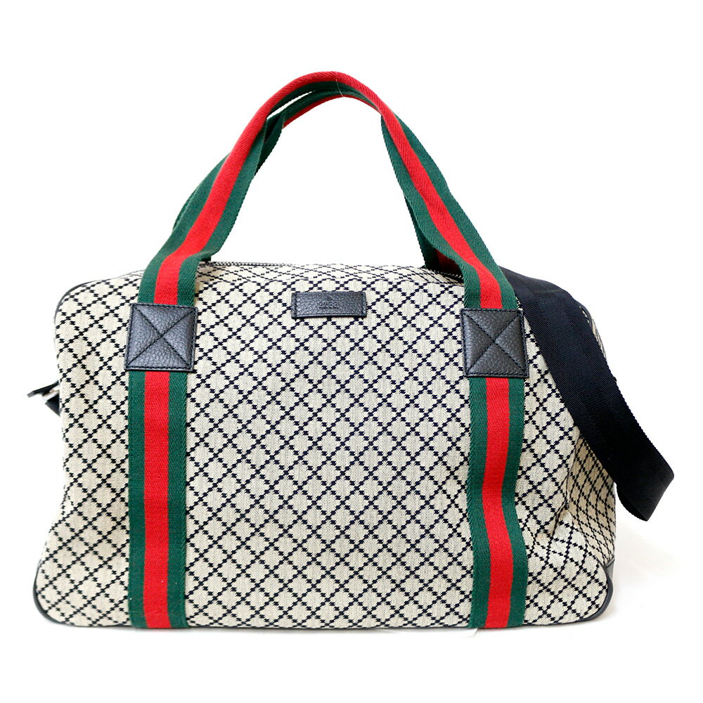 グッチ ウェブストライプ ボストンバッグ キャンバス ブラック ユニセックス GUCCI 中古 グッチ