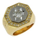メンズリング リング 指輪 19.5号 K22イエローゴールド ダイヤモンド 1.15ct ダイヤモンド 0.48ct メンズ 中古メンズリング