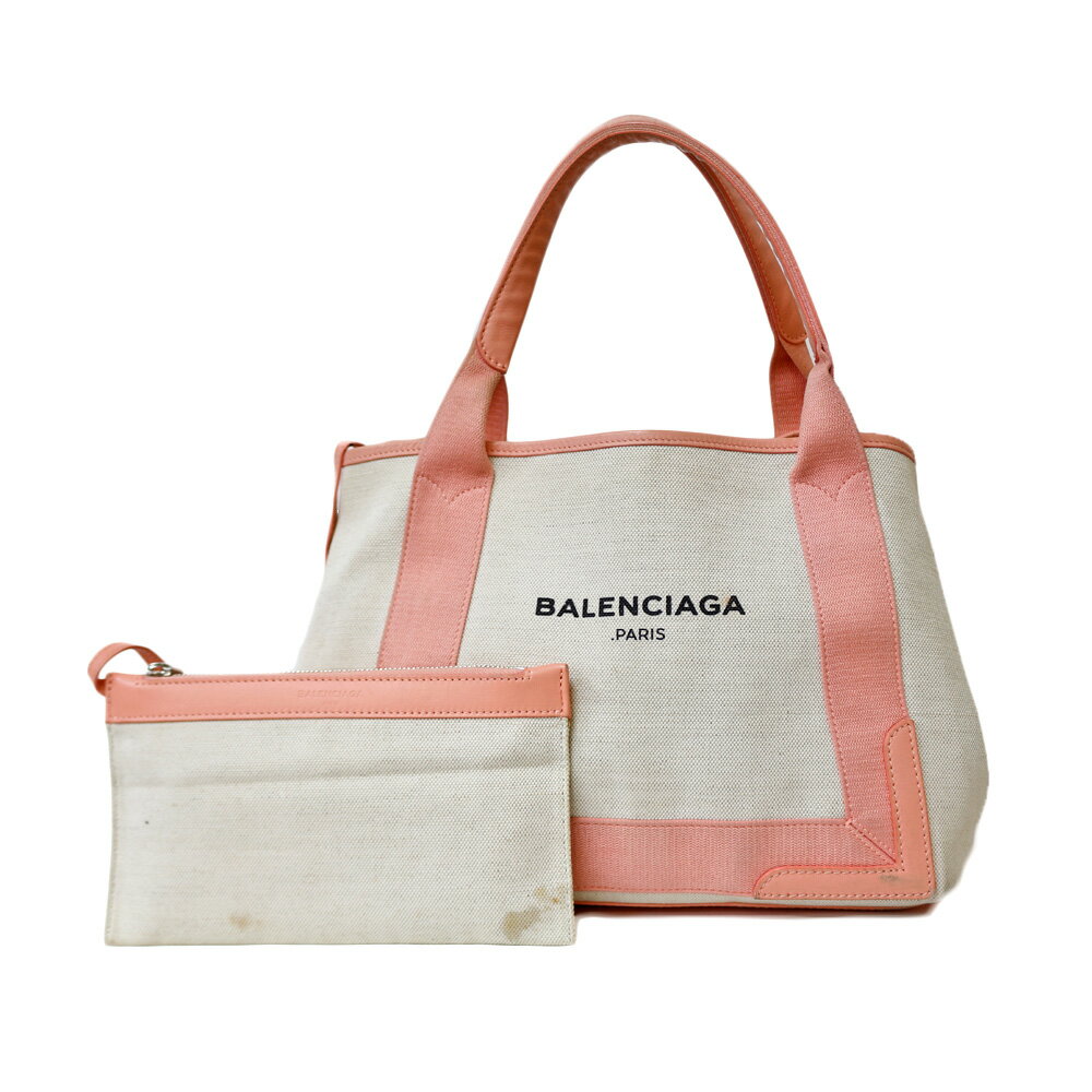 バレンシアガ ネイビーカバス S ショルダーバッグ バレンシアガ キャンバス ベージュ レディース BALENCIAGA 中古2way