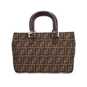 【12%OFFメガクーポン】 フェンディ ズッカ ハンドバッグ フェンディ キャンバス 26329 ブラウン レディース FENDI 中古