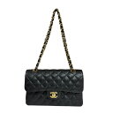 シャネル マトラッセ ショルダーバッグ シャネル キャビアスキン A01113 ブラック レディース CHANEL 中古Wフラップ Wチェーン