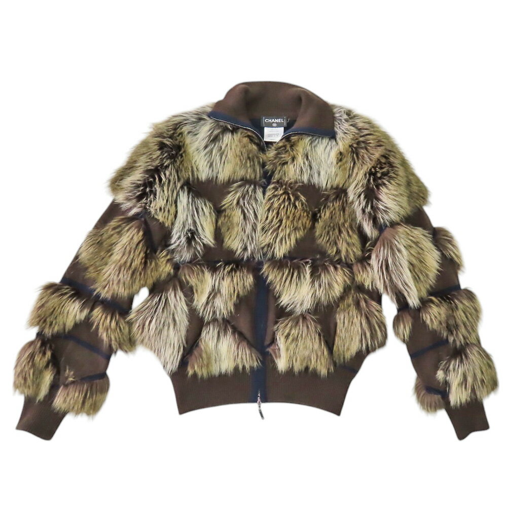 シャネル ブルゾン シャネル カシミヤ レディース CHANEL 中古ニット フェイクファー